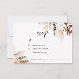 White Boho Flowers Sage Grönt Löv Bröllop OSA Kort