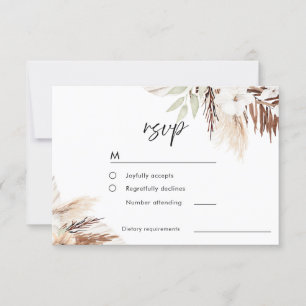 White Boho Flowers Sage Grönt Löv Bröllop OSA Kort