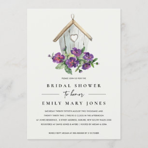 WHITE BOHO RUSTIC BLOMMIGT BIRDHOUSE MÖHIPPA INBJUDNINGAR