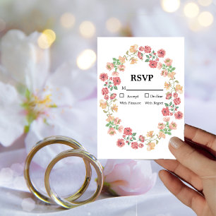White Boho Watercolor Flowers Bröllop OSA Inbjudningar