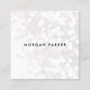 White Bokeh Glitter Square Fyrkantigt Visitkort