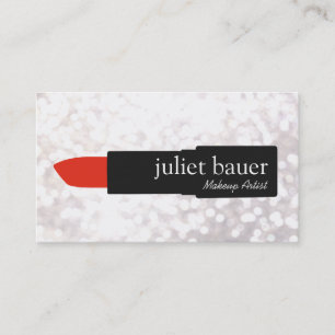 White Bokeh Makeup Artist Lipstick Logotyp Beauty Visitkort