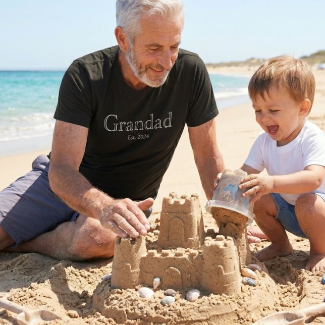 White Bold Minimal Grandad Established  T Shirt (Skapare uppladdad)