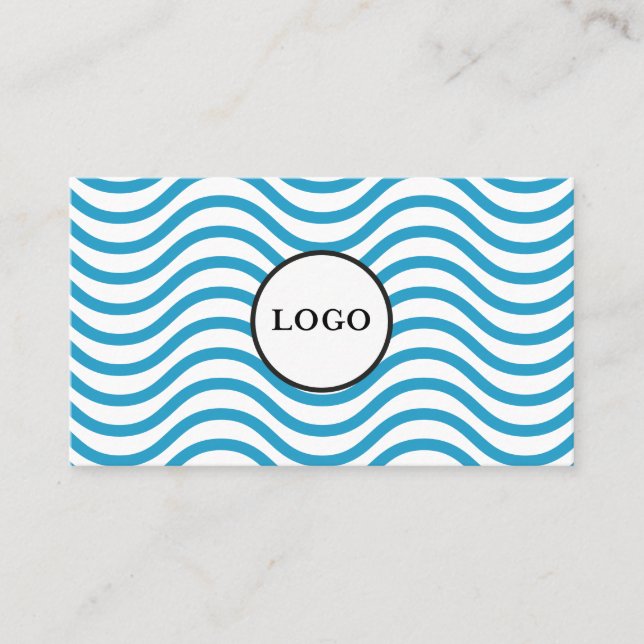 White Bondi Blue Wave Design Business Card Visitkort (Framsida)