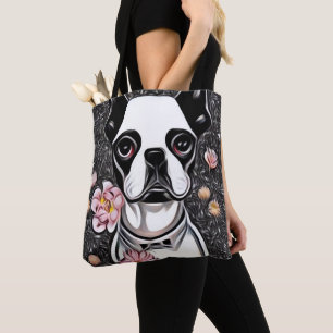 White Boston Terrier Tygkasse