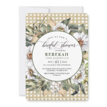 White Botanian Bohemian Inbjudningskort för möhipp