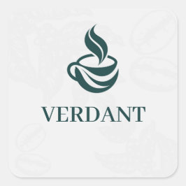 White Botanical Custom Logo Coffee Shop Square Tag Fyrkantigt Klistermärke