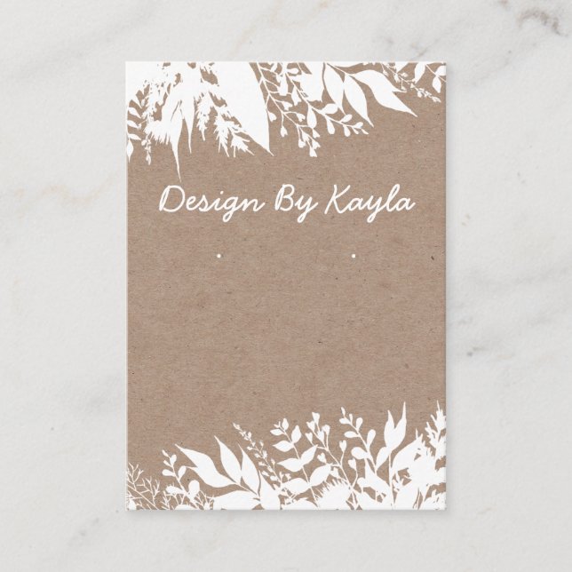 White Bouquet On Kraft Necklace & Earring Visning Visitkort (Framsida)