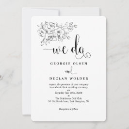White Bouquet Vi gör Calligraphy bröllopsinbjudan Inbjudningar