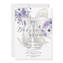 White Bow Baby i Bloom Baby Shower Lila Blommigt