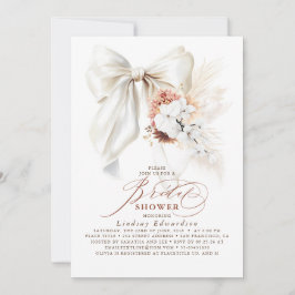 White Bow Blommigt Terracotta Boho Möhippa Inbjudningar
