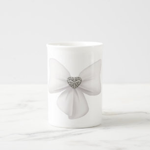 White Bow Bone China Mugg Benporslin Mugg