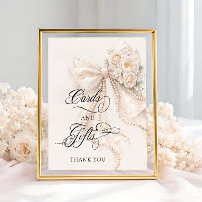 White Bow Bridal Shower Cards and Gifts Poster (Skapare uppladdad)