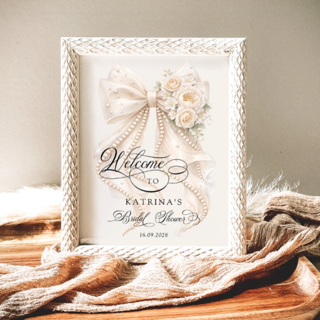 White Bow Bridal Shower Welcome Poster (Skapare uppladdad)