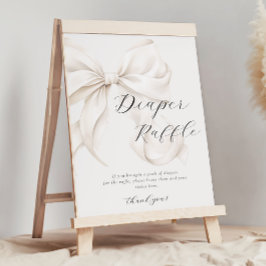 White Bow Diaper Raffle Bord Sign Poster