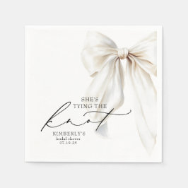 White Bow She's Tying the Knot Bridal Shower Pappersservett