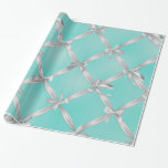 White Bows Turcoise Robin's Egg Blue Brudens sida Presentpapper<br><div class="desc">Papper radbrytning</div>