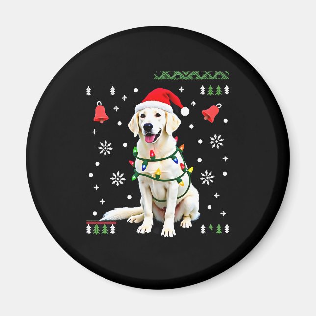 White Boxer Dog Ugly Christmas Sweater Funny Xmas  Magnet (Framsidan)