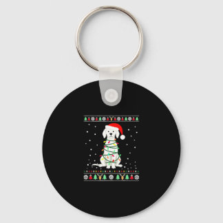 White Boxer Dog Ugly Christmas Sweater Funny Xmas  Nyckelring