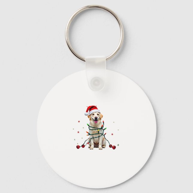 White Boxer Dog Ugly Christmas Sweater Funny Xmas  Nyckelring (Framsida)