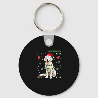 White Boxer Dog Ugly Christmas Sweater Funny Xmas  Nyckelring