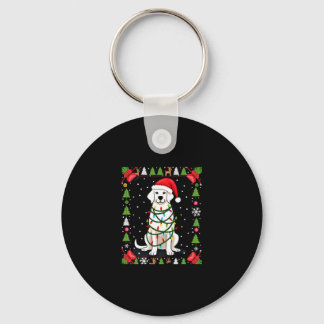 White Boxer Dog Ugly Christmas Sweater Funny Xmas  Nyckelring