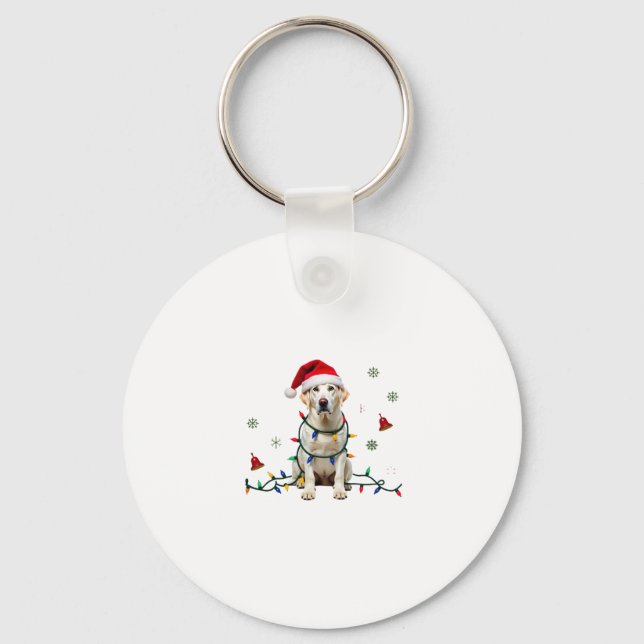 White Boxer Dog Ugly Christmas Sweater Funny Xmas  Nyckelring (Framsida)