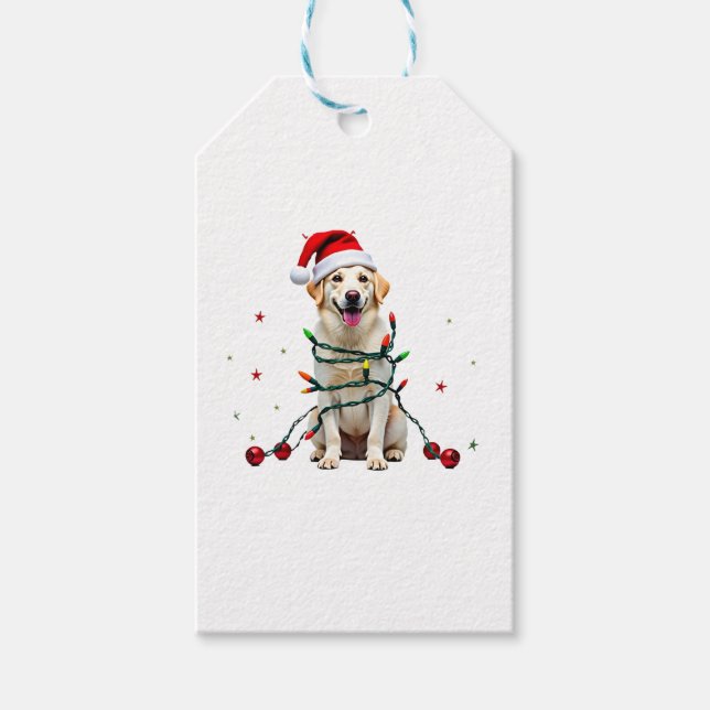 White Boxer Dog Ugly Christmas Sweater Funny Xmas  Presentetikett (Framsidan)