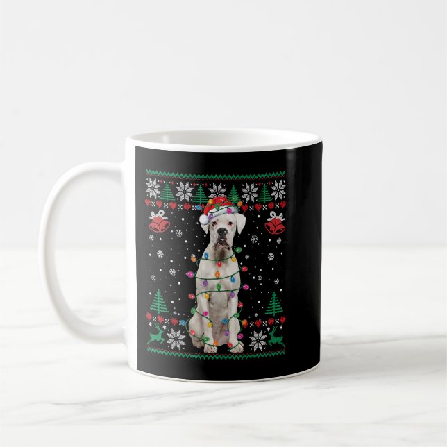 White Boxer Hund Ugly jul Sweater Funny Julafton Kaffemugg (Vänster)
