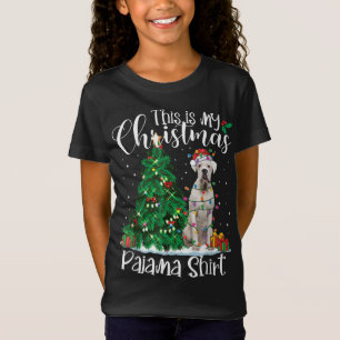 White Boxer jul Ljus Funny Pajama Hund Kärlek T Shirt