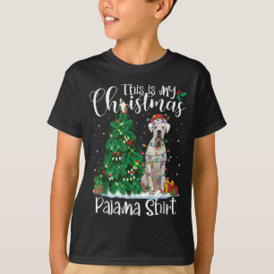 White Boxer jul Ljus Funny Pajama Hund Kärlek T Shirt