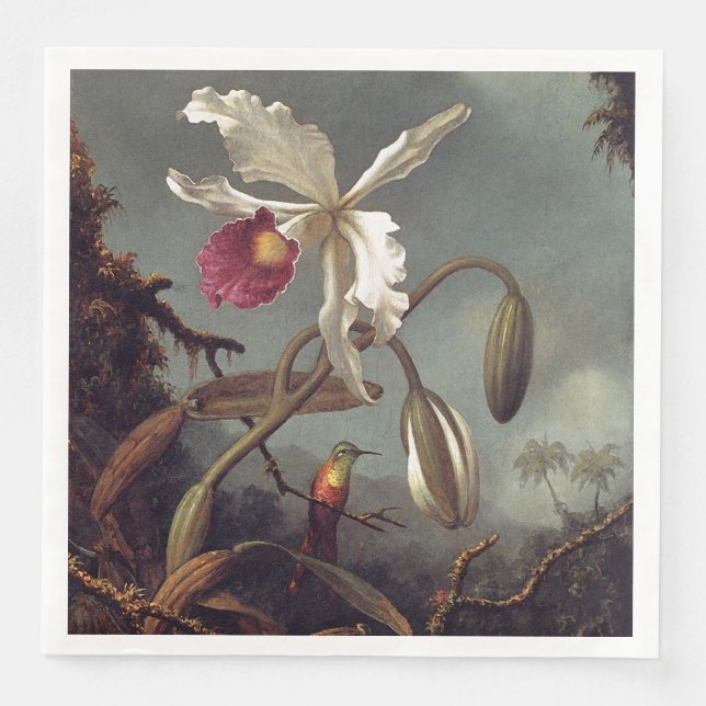White Brazilian Orchid Pappersservett (Framsida)