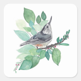 White Brested Nuthatch Art Fyrkantigt Klistermärke