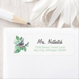 White Brested Nuthatch Art Returadress Etikett
