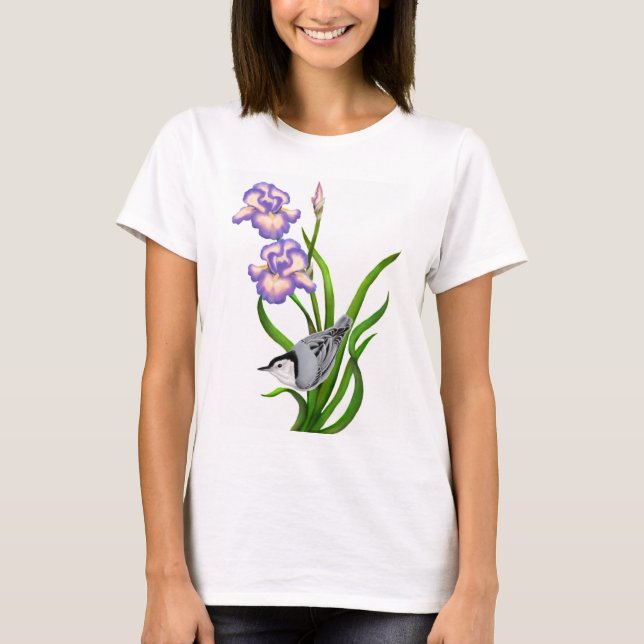 White Brested Nuthatch Bird Shirt T-shirt (Framsida)