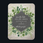 White Brick Botanical Bröllop spara datum Magnet<br><div class="desc">En elegant bröllop spara datum-magnet med en botanisk grön konstruktion med en svart och vit tegelbakgrund. Leta efter matchande bröllopsinbjudningar och andra samordnande saker på Jill's Paperie.</div>