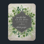 White Brick Botanical Bröllop spara datum Magnet<br><div class="desc">En elegant bröllop spara datum-magnet med en botanisk grön konstruktion med en svart och vit tegelbakgrund. Leta efter matchande bröllopsinbjudningar och andra samordnande saker på Jill's Paperie.</div>