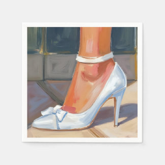 White Bridal Heels Wedding Pappersservett
