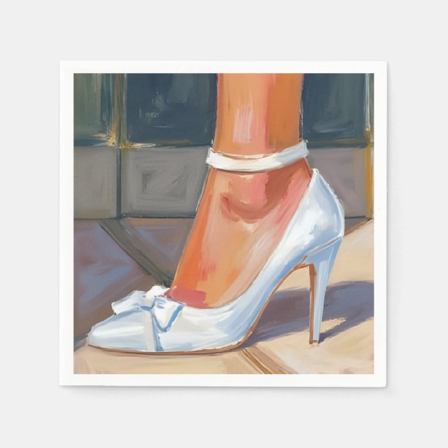 White Bridal Heels Wedding Pappersservett (Framsidan)