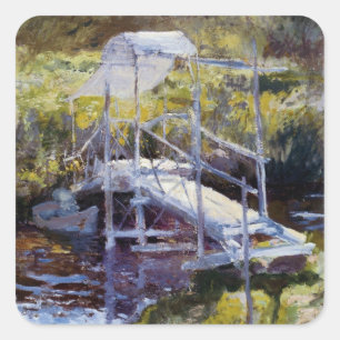 White Bridge av John Twachtman Fyrkantigt Klistermärke