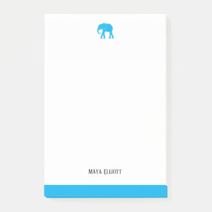 White & Bright Himlar Blue Elephant & Gräns, Namn Post-it Block