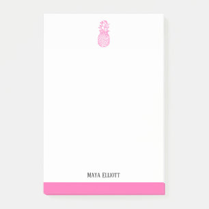 White & Bright Rosa Pineapple & Gräns, Namn Post-it Block