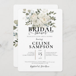 White Bröllop Bouquet Illustration Möhippa Inbjudningar