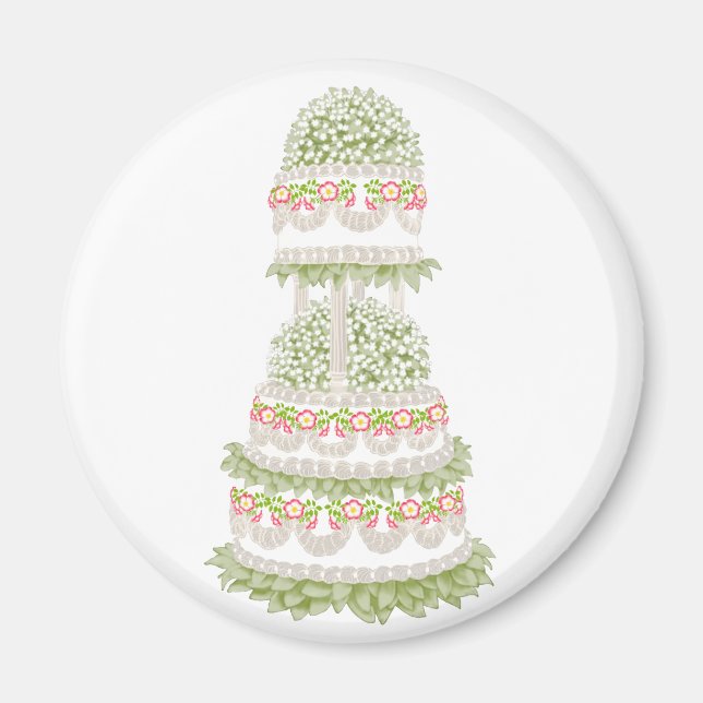 White Bröllop Cake Magnet (Framsidan)
