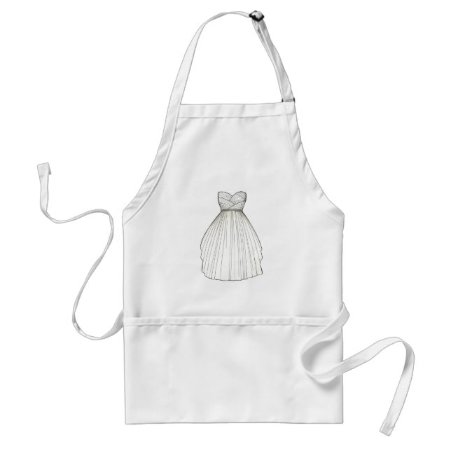 White Bröllop Dress Gown Bride Möhippa Gift Förkläde (Framsidan)