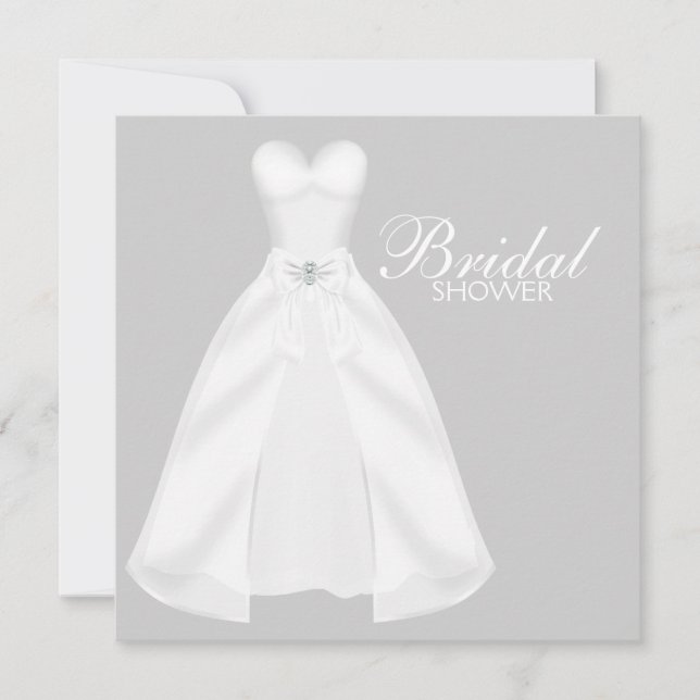 White Bröllop Dress Möhippa Inbjudningar (Framsida)