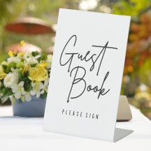 White Bröllop Guest Bok Sign