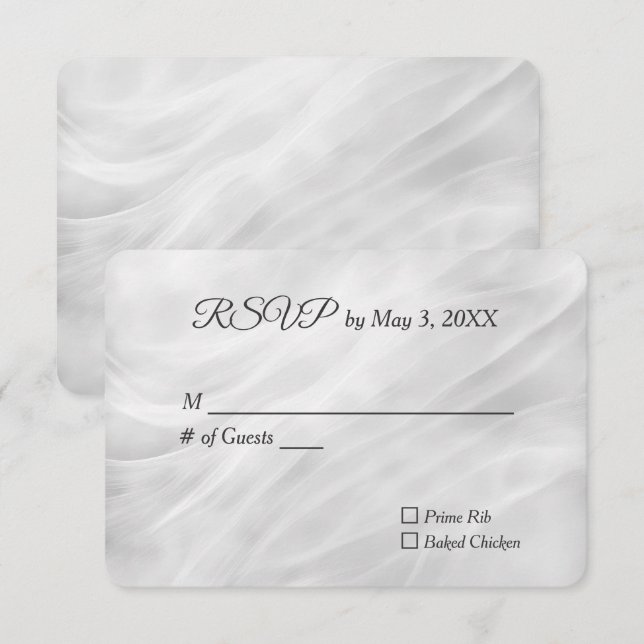 White Bröllop Marble Abstrakt OSA Kort (Fram/baksida)