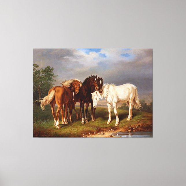 White Brown Caramel Horse Canvastryck (Framsida)