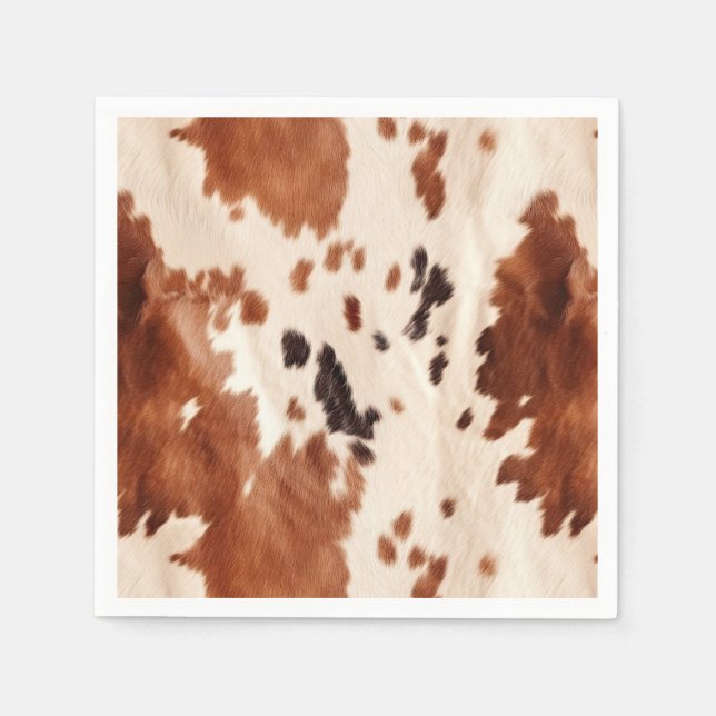White Brown Cowhide Animal Print Pappersservett (Framsidan)